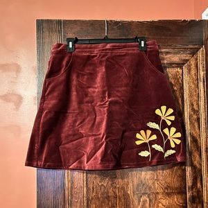 velvet mini skirt